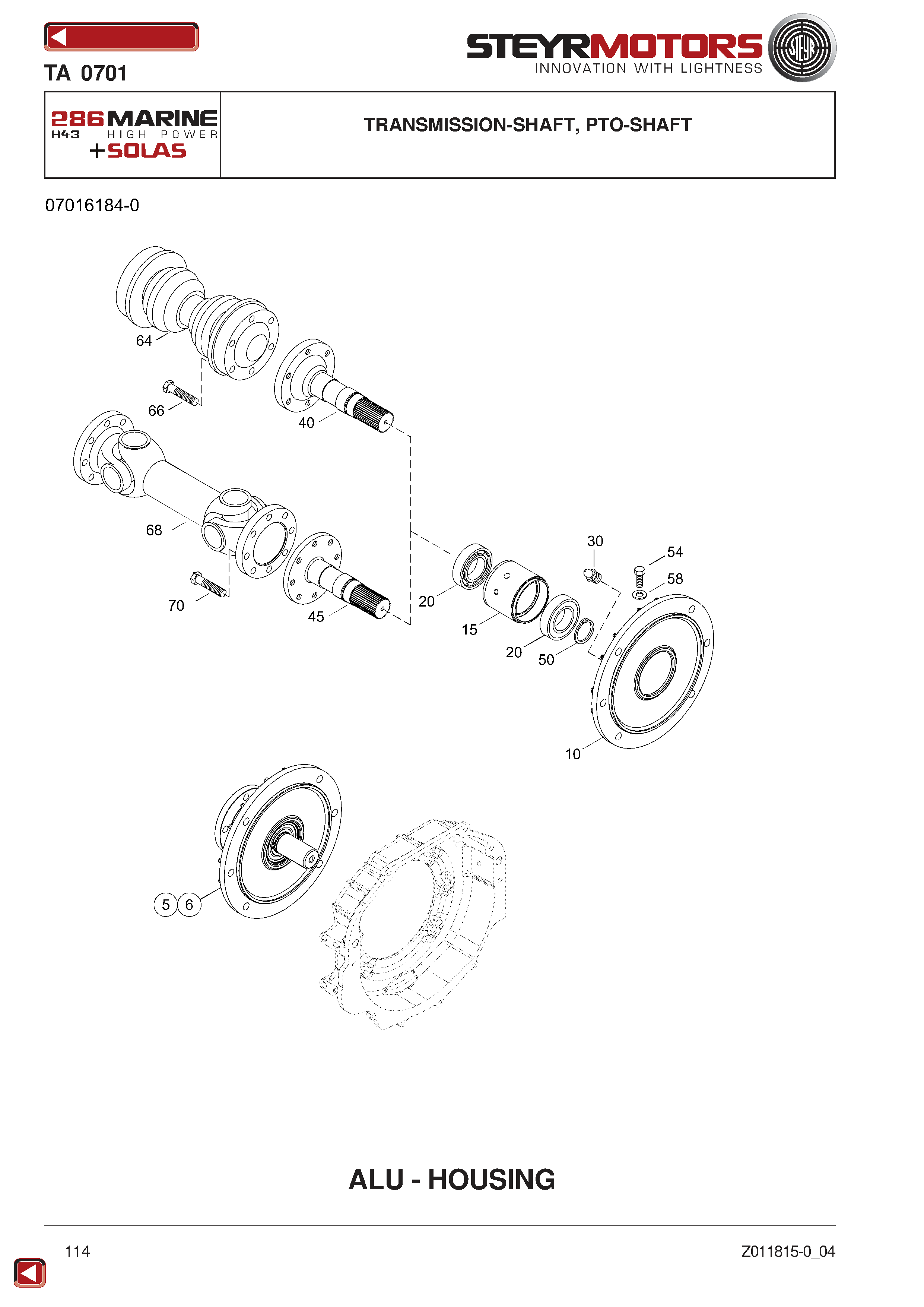Transmission-Shaft, PTO-Shaft exploded view