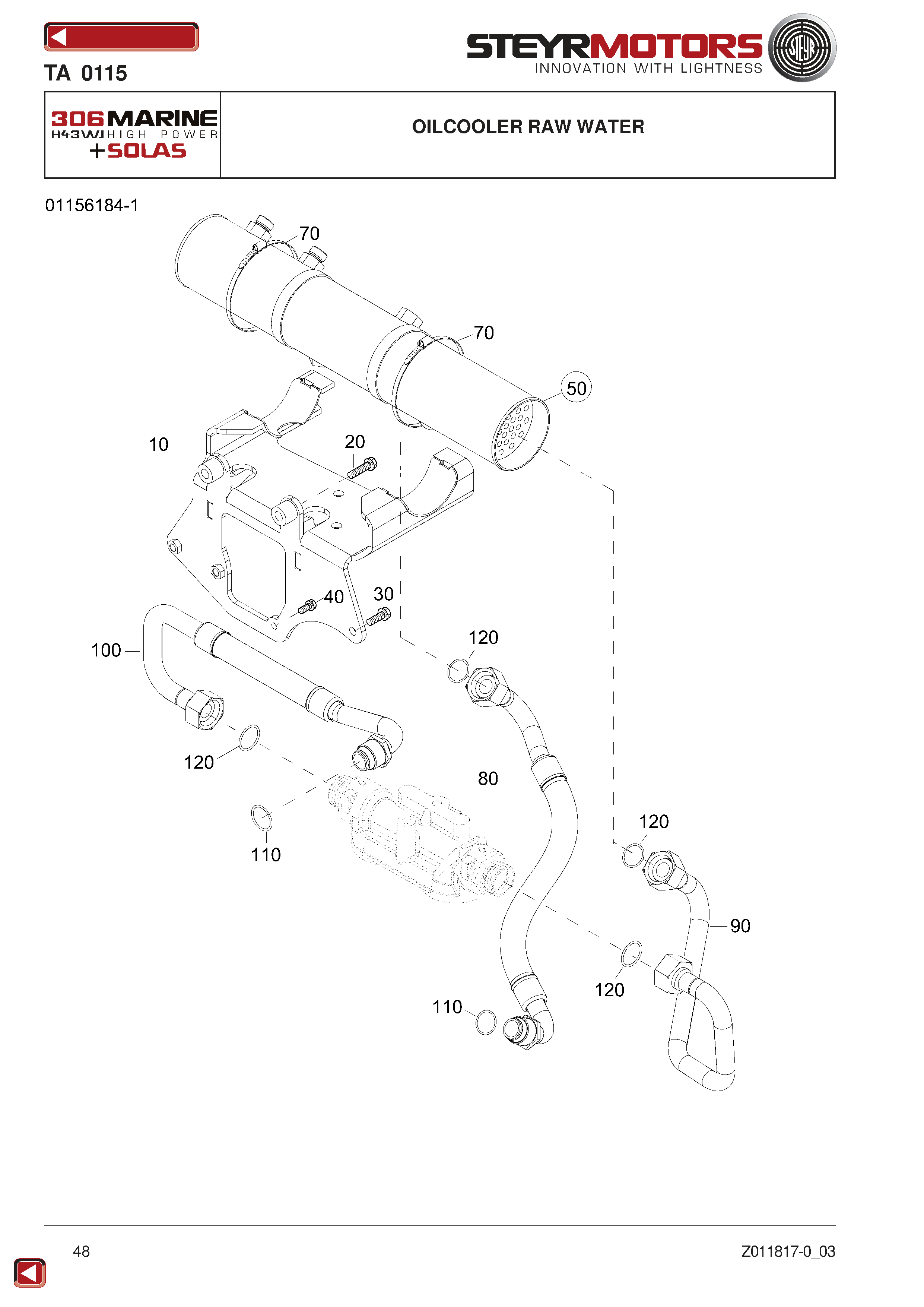 Oilcooler Raw Water exploded view