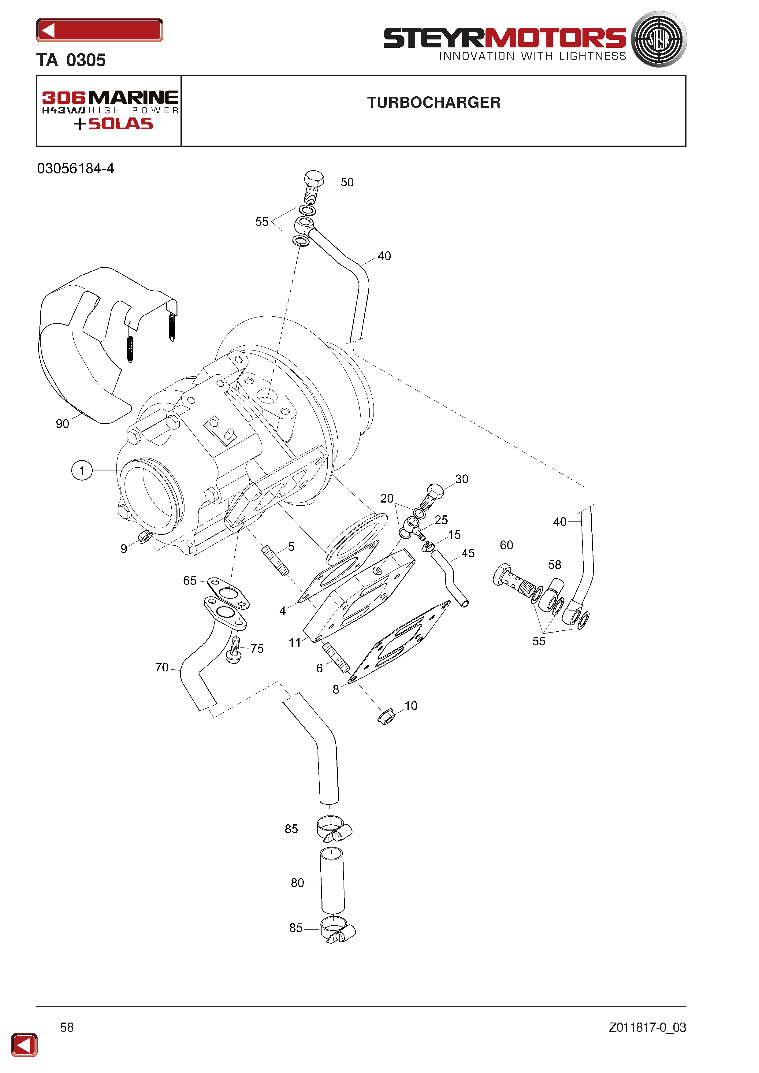 Turbocharger exploded view