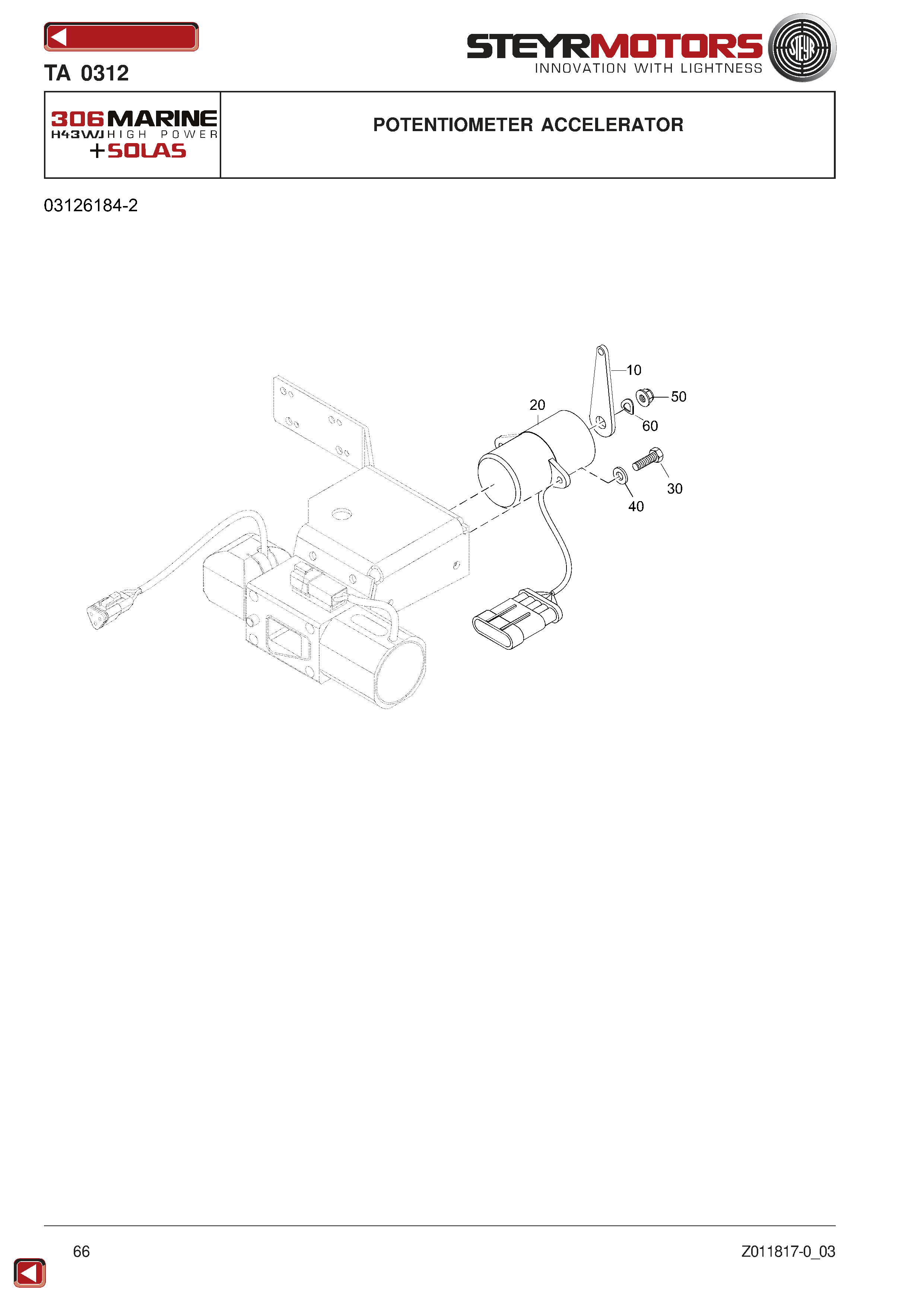 Potentiometer Accelerator exploded view
