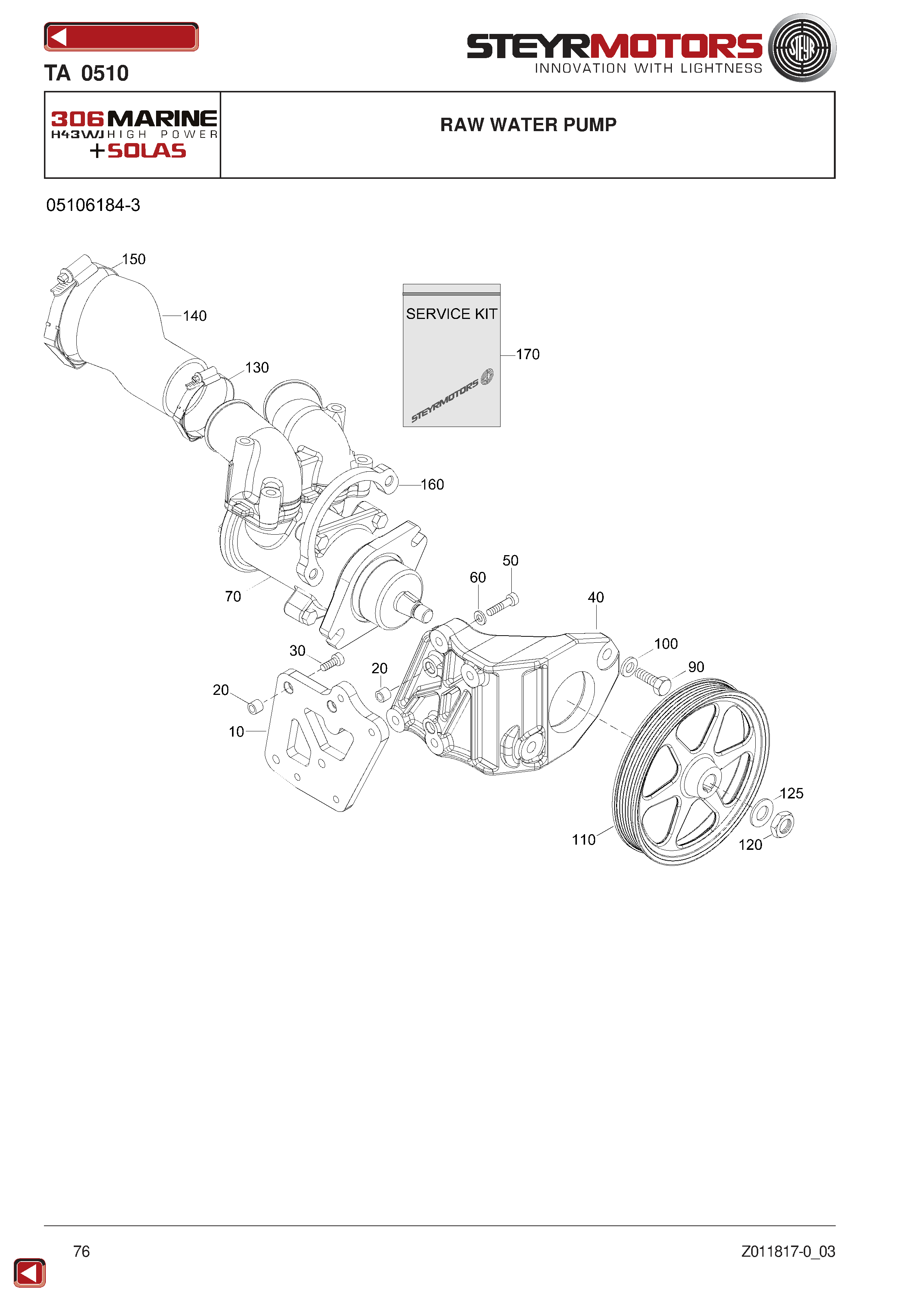 Raw Water Pump exploded view