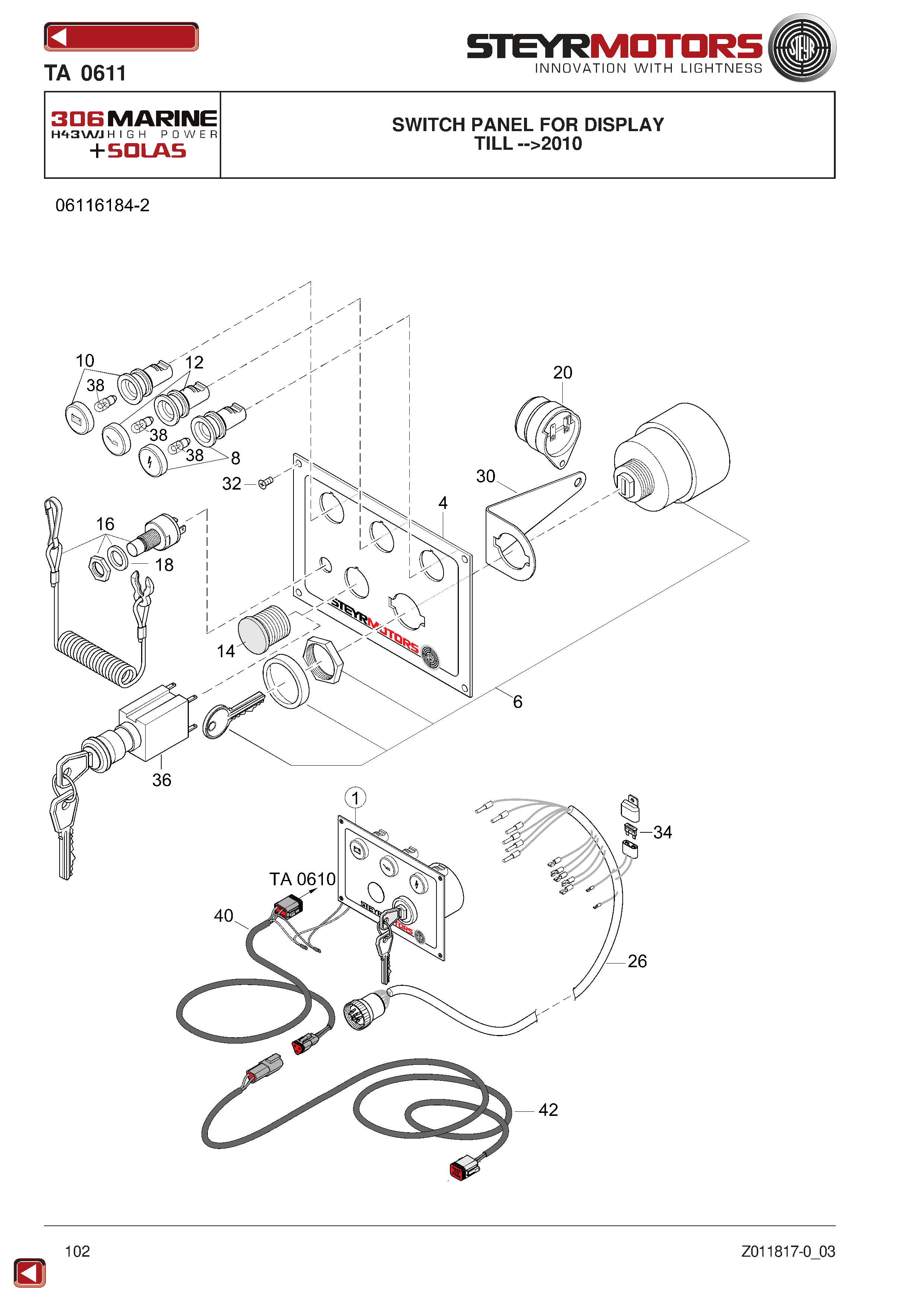 Switch Panel For Display exploded view