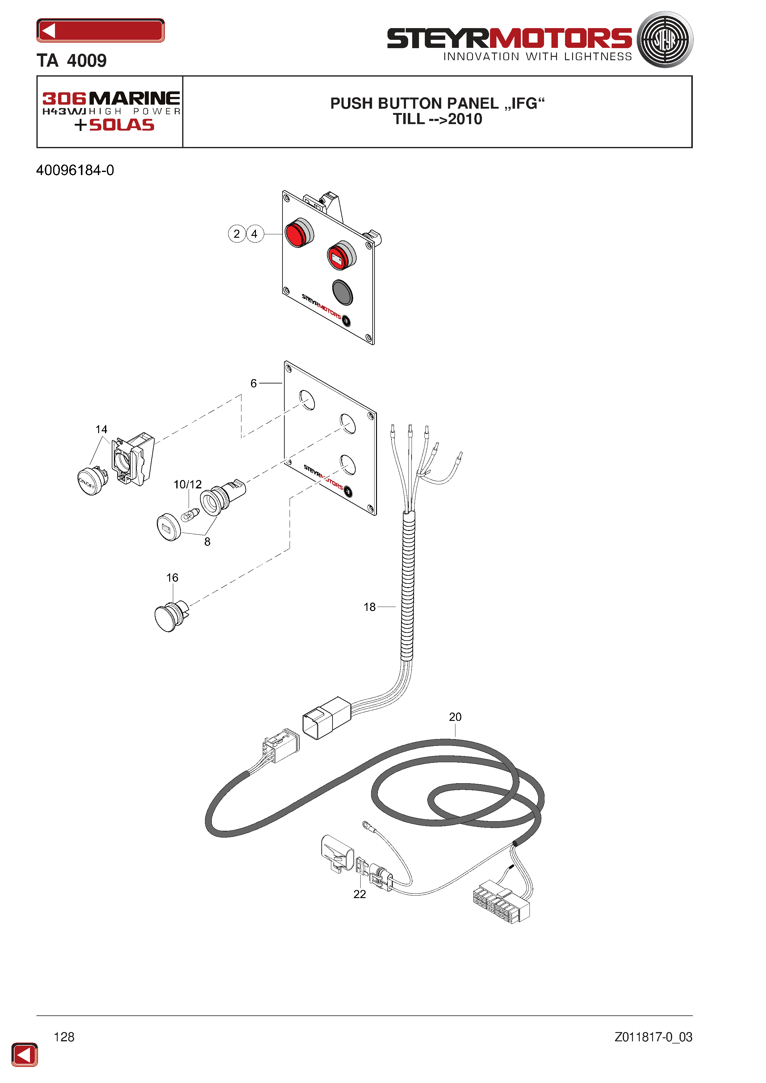 Push Button Panel „IFG“ exploded view