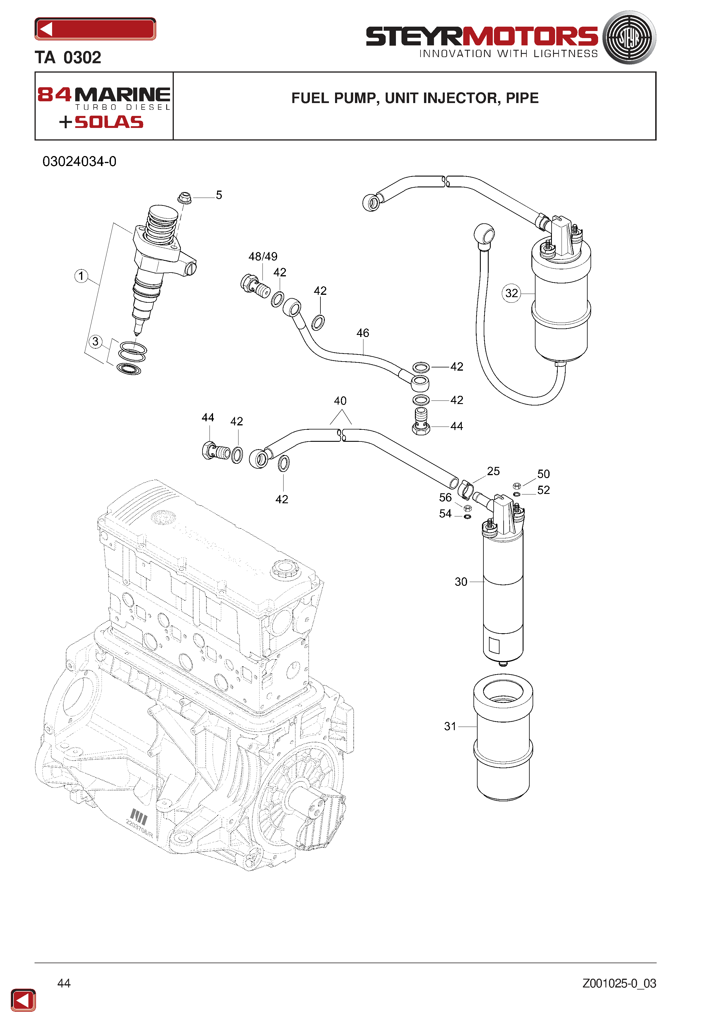 Fuel Pump, Unit Injector, Pipe exploded view