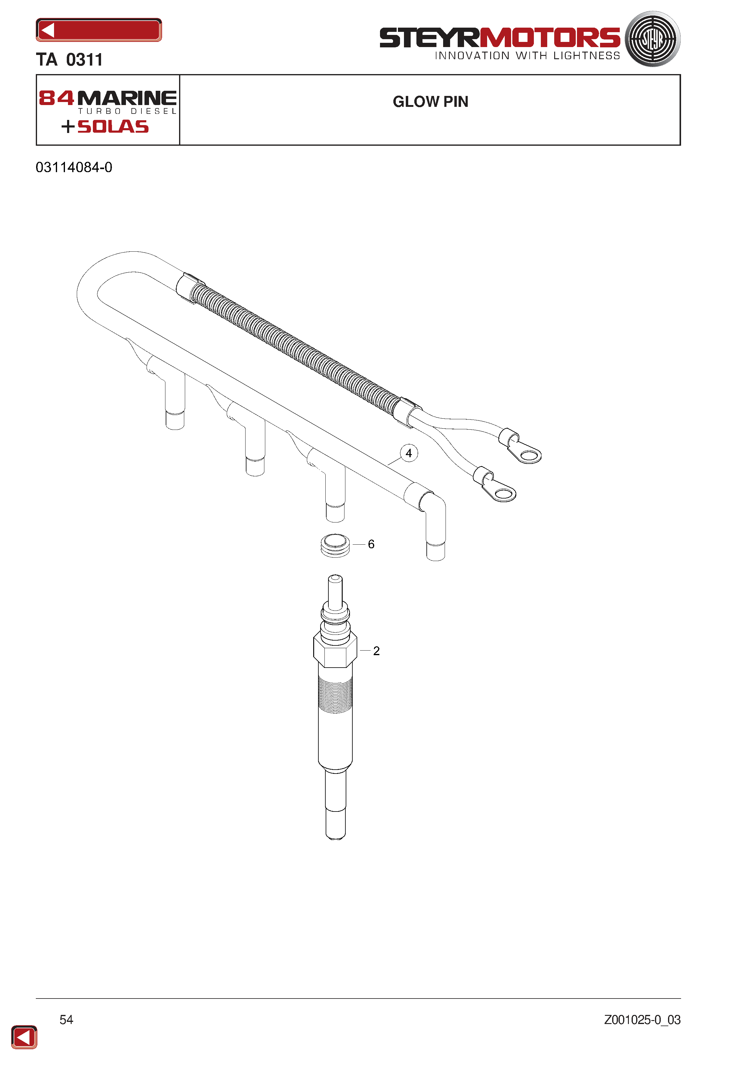 Glow Pin exploded view