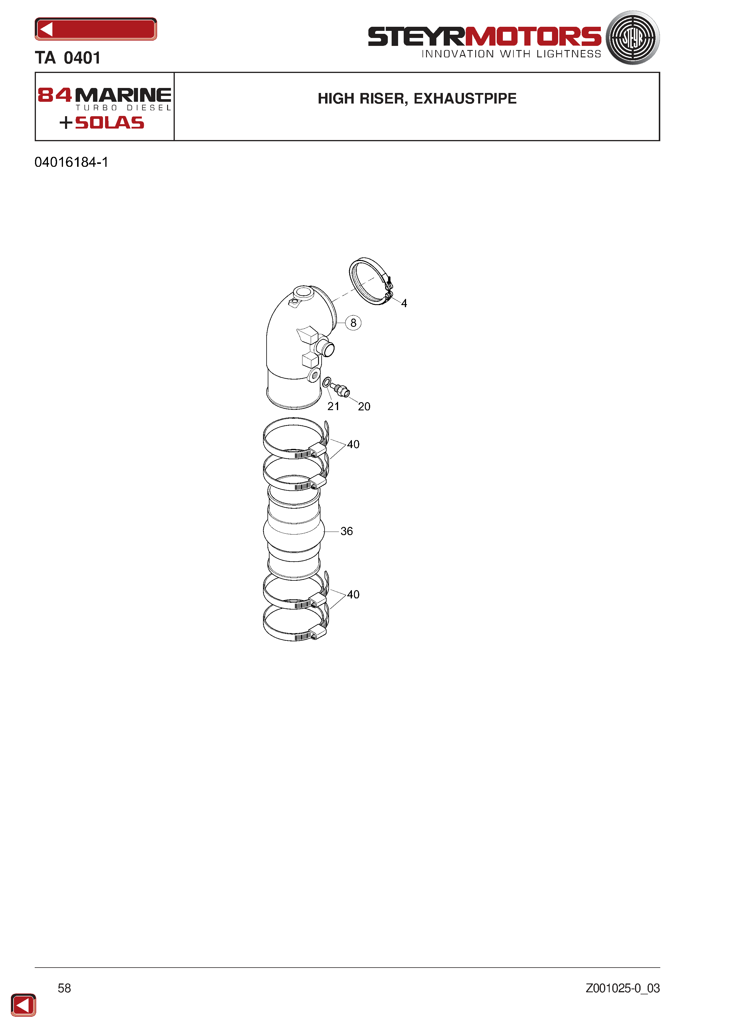 High Riser, Exhaustpipe exploded view