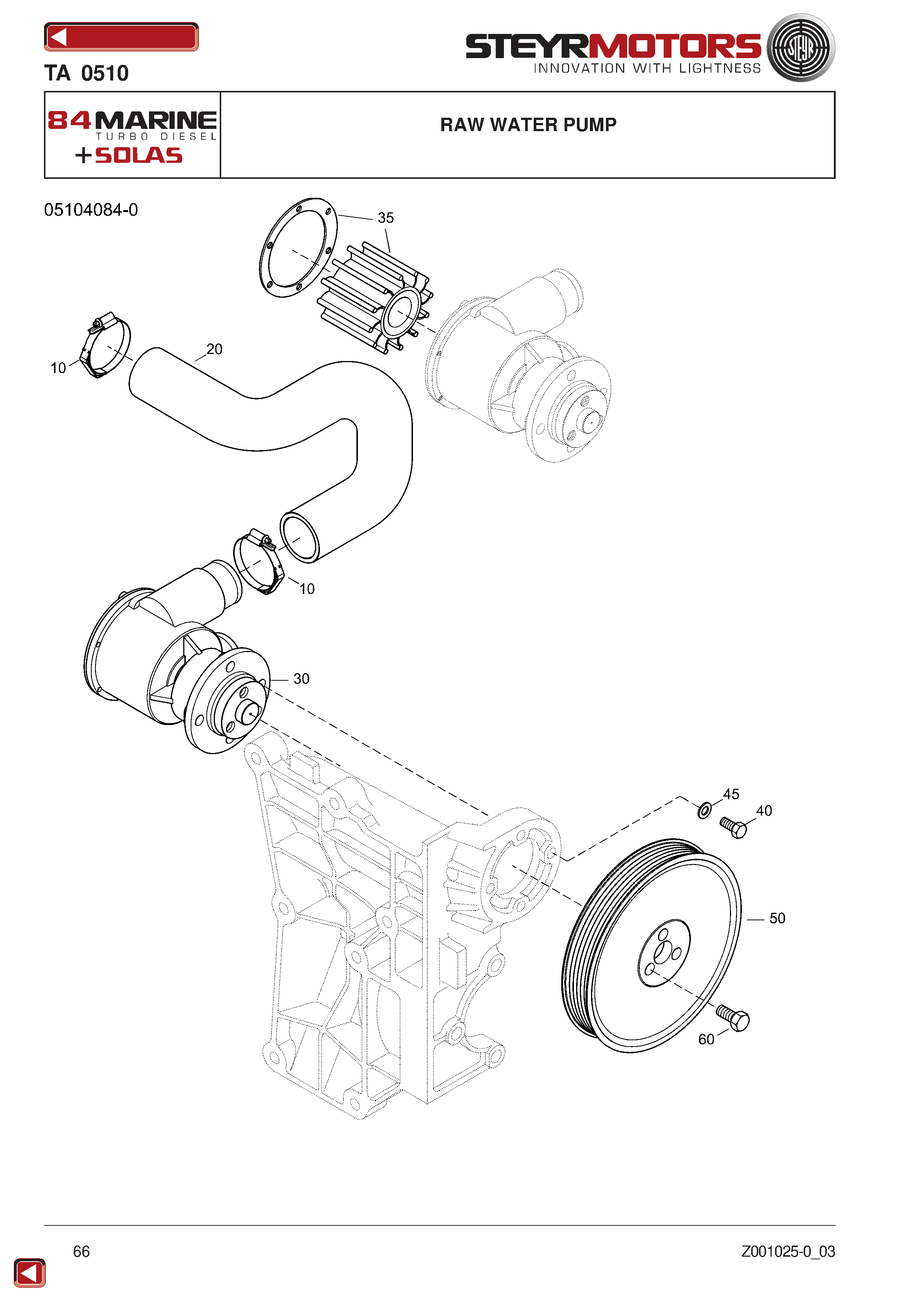 Raw Water Pump exploded view