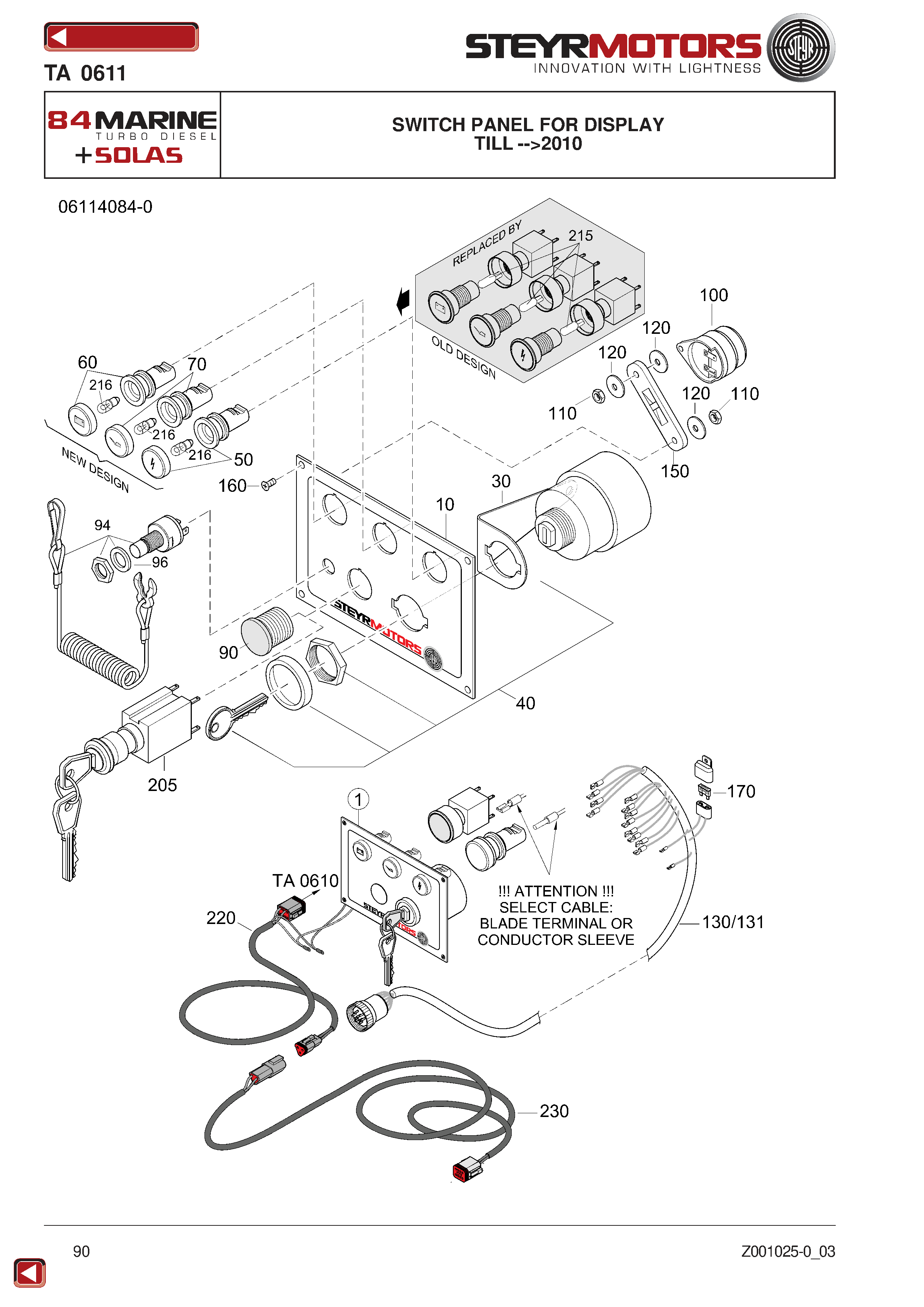 Switch Panel For Display exploded view