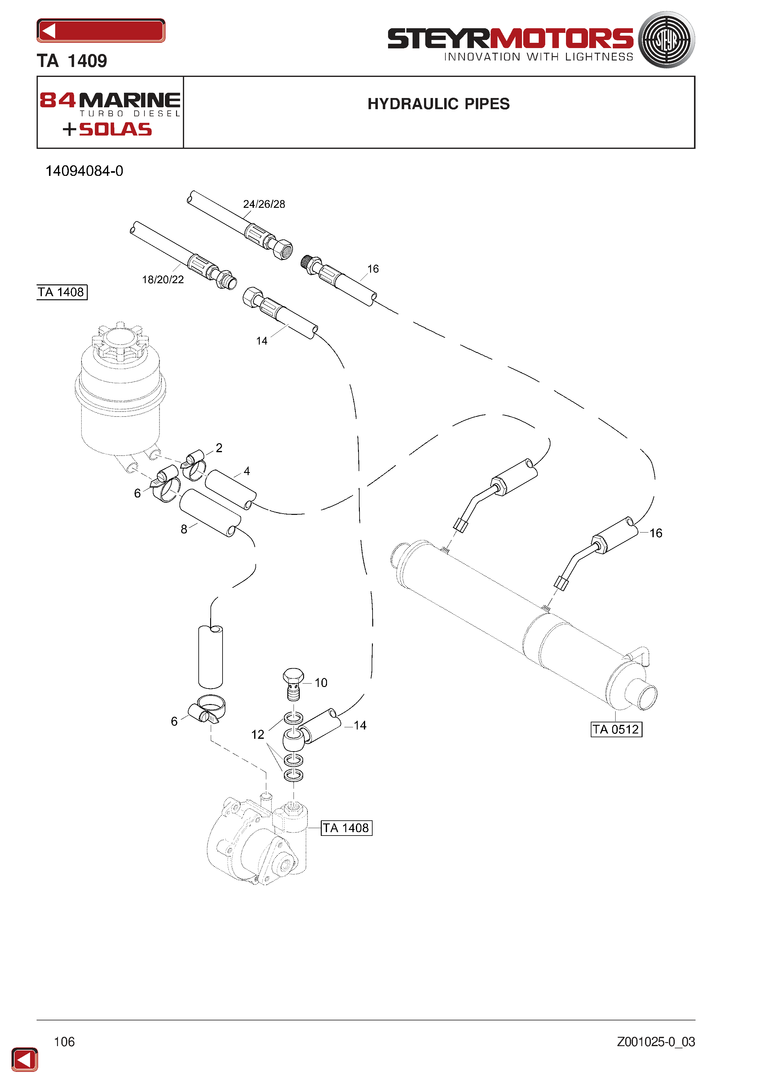 Hydraulic Pipes exploded view