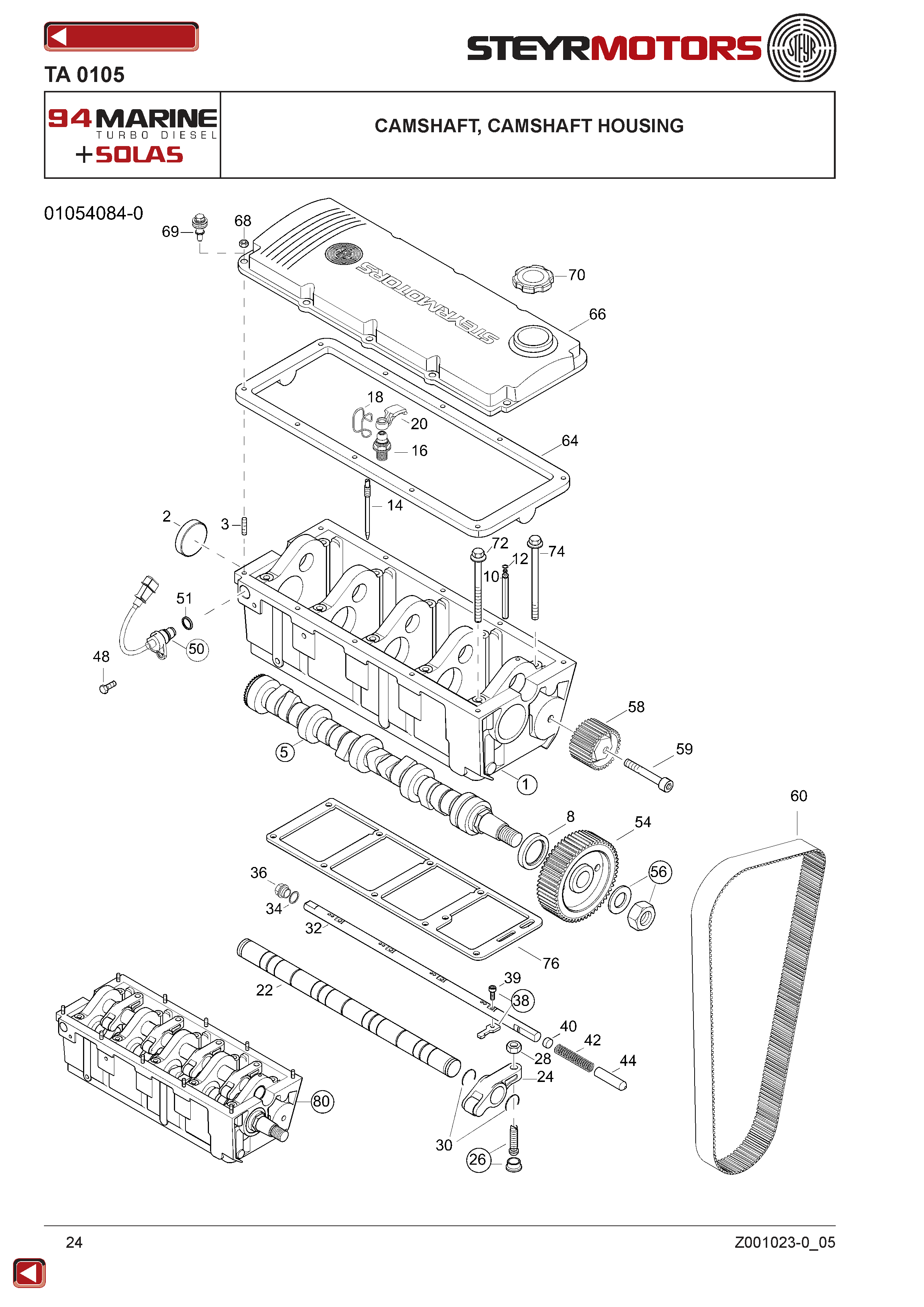 Camshaft, Camshaft Housing exploded view