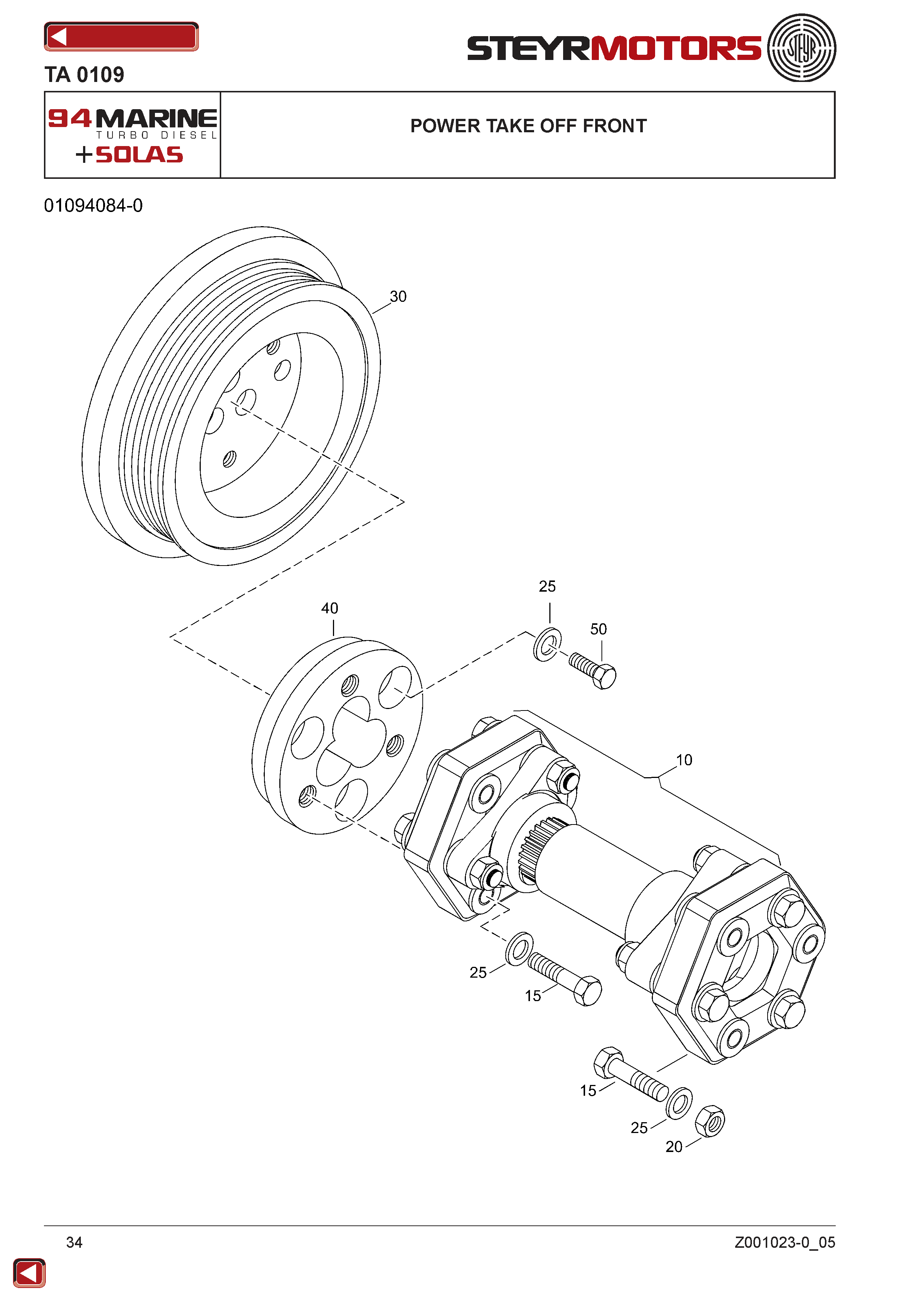 Power Take Off Front exploded view