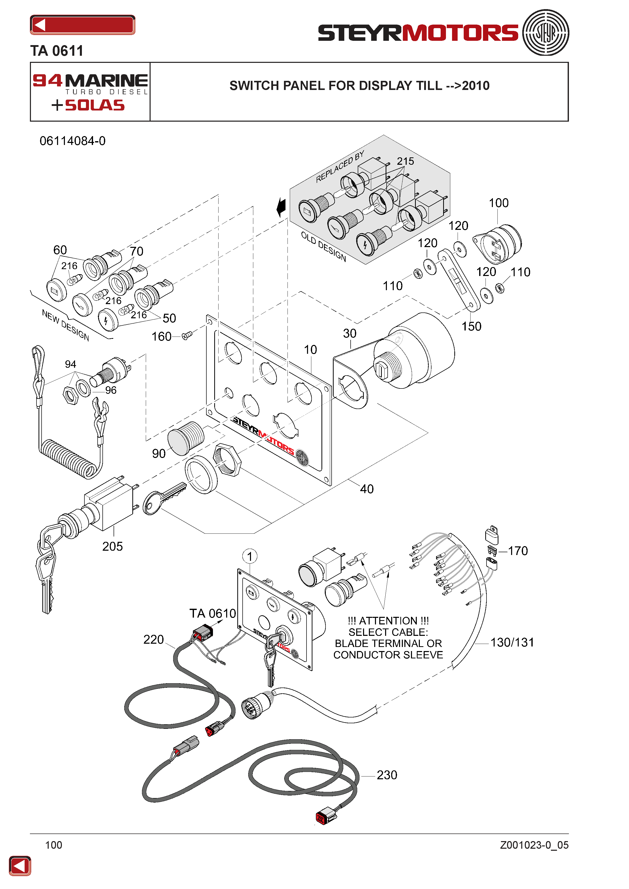 Switch Panel For Display Till -->2010 exploded view