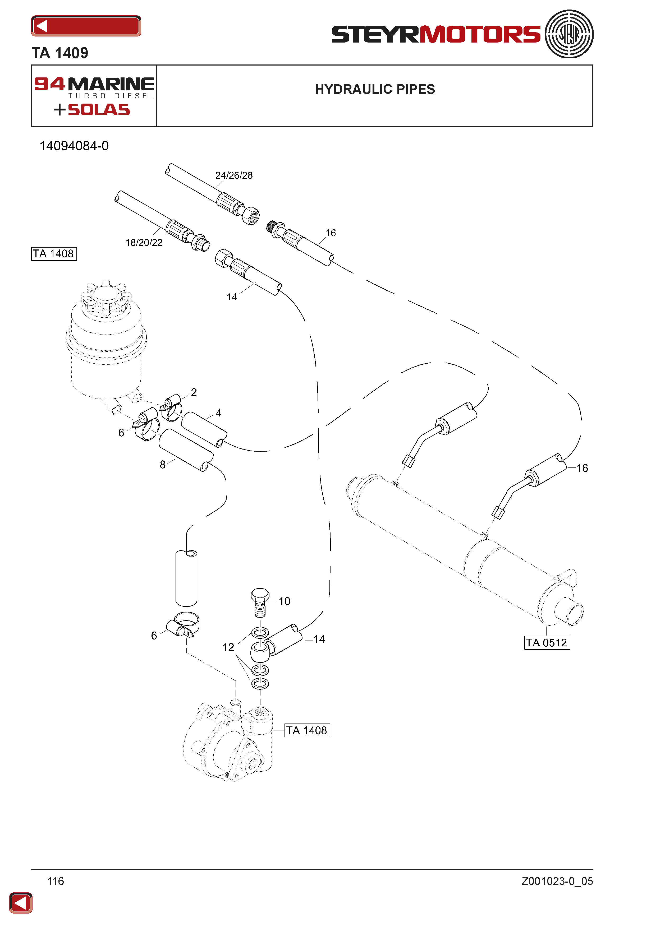 Hydraulic Pipes exploded view