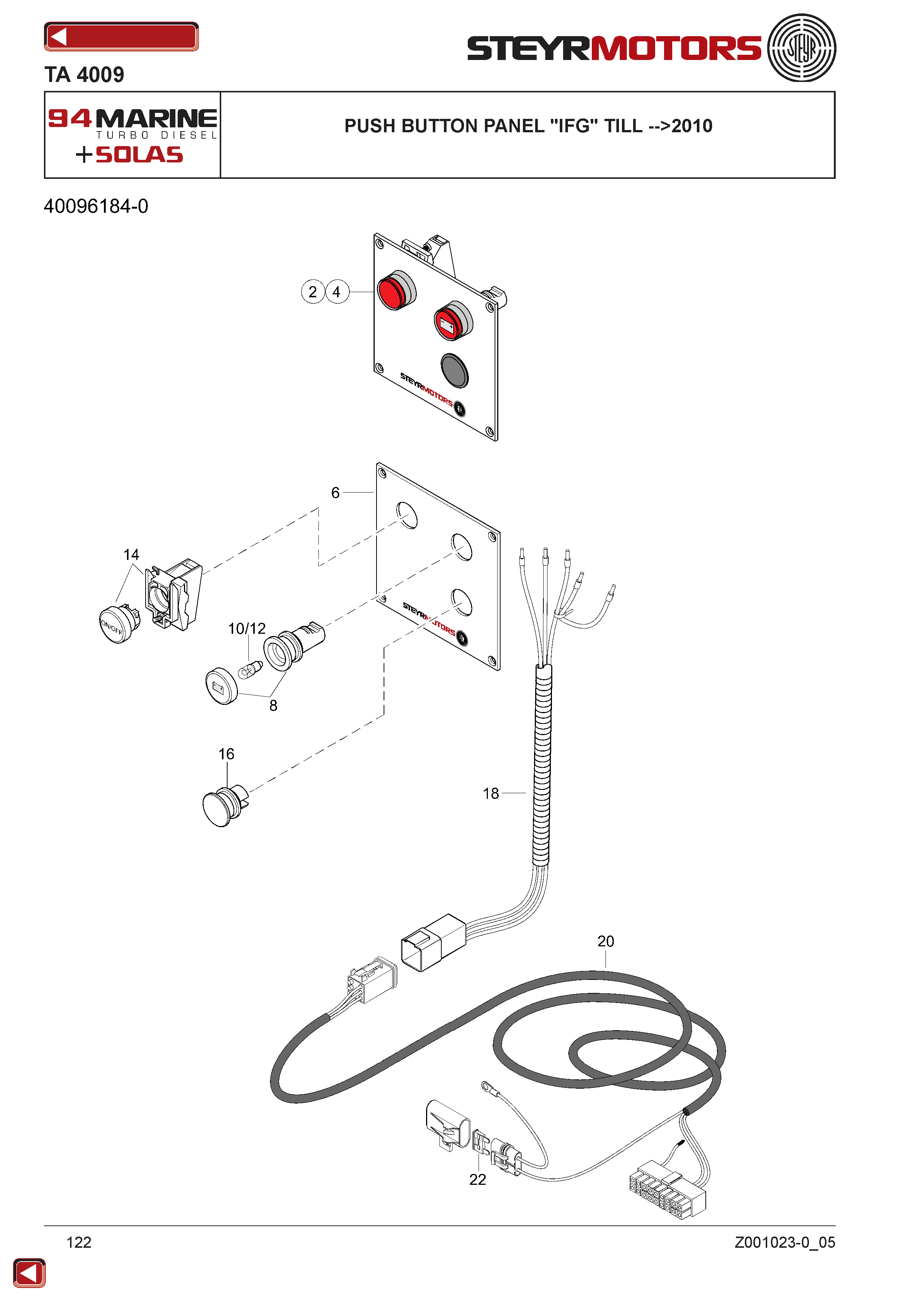 Push Button Panel "IFG" Till -->2010 exploded view