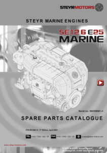 Catalog cover with engine drawing for Steyr Motors marine engine model SE126E25