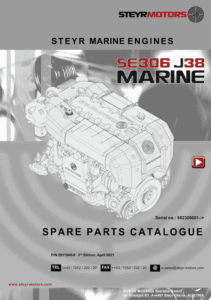 Catalog cover with engine drawing for Steyr Motors marine engine model SE306J38