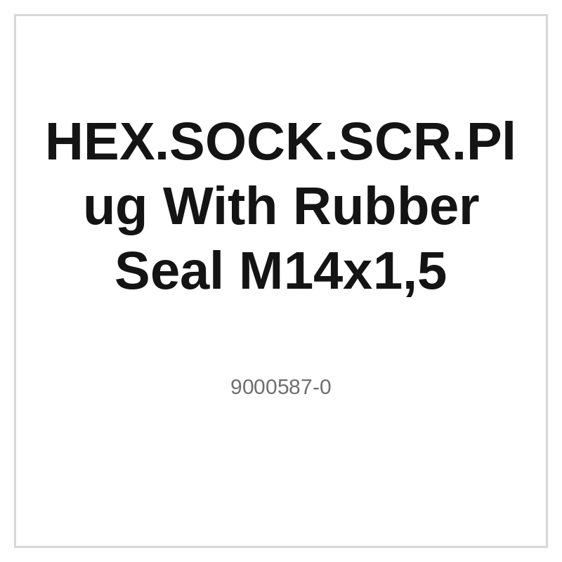 HEX.SOCK.SCR.Plug With Rubber Seal M14x1,5
