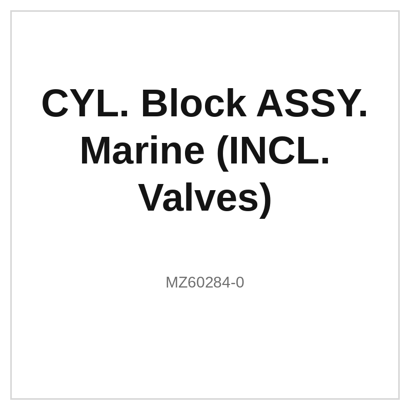 CYL. Block ASSY. Marine (INCL. Valves)