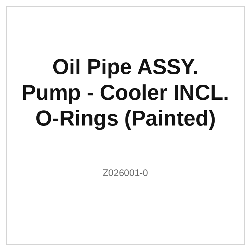 Oil Pipe ASSY. Pump - Cooler INCL. O-Rings (Painted)